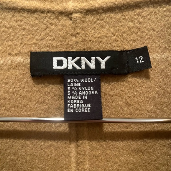 DKNY Tan and Camel Windowpane Plaid Wool Coat - Picture 3 of 7